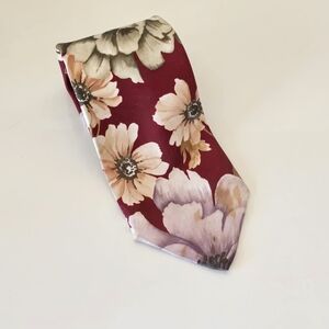 DINO ORSINI Floral Burgundy men's tie XLARGE